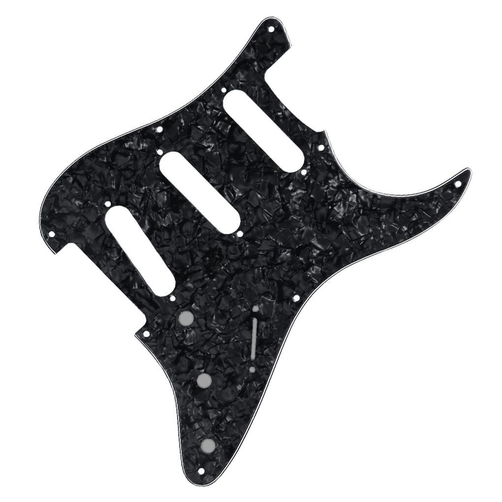 FLEOR 8 Hole SSS Guitar Pickguard Back Plate Black Pearl | iknmusic