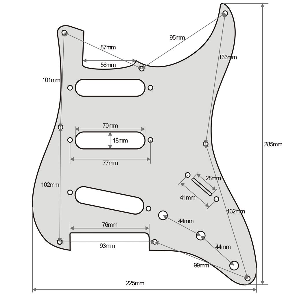 FLEOR Black 1ply 8 Hole SSS Guitar Pickguard Back Plate Set | iknmusic