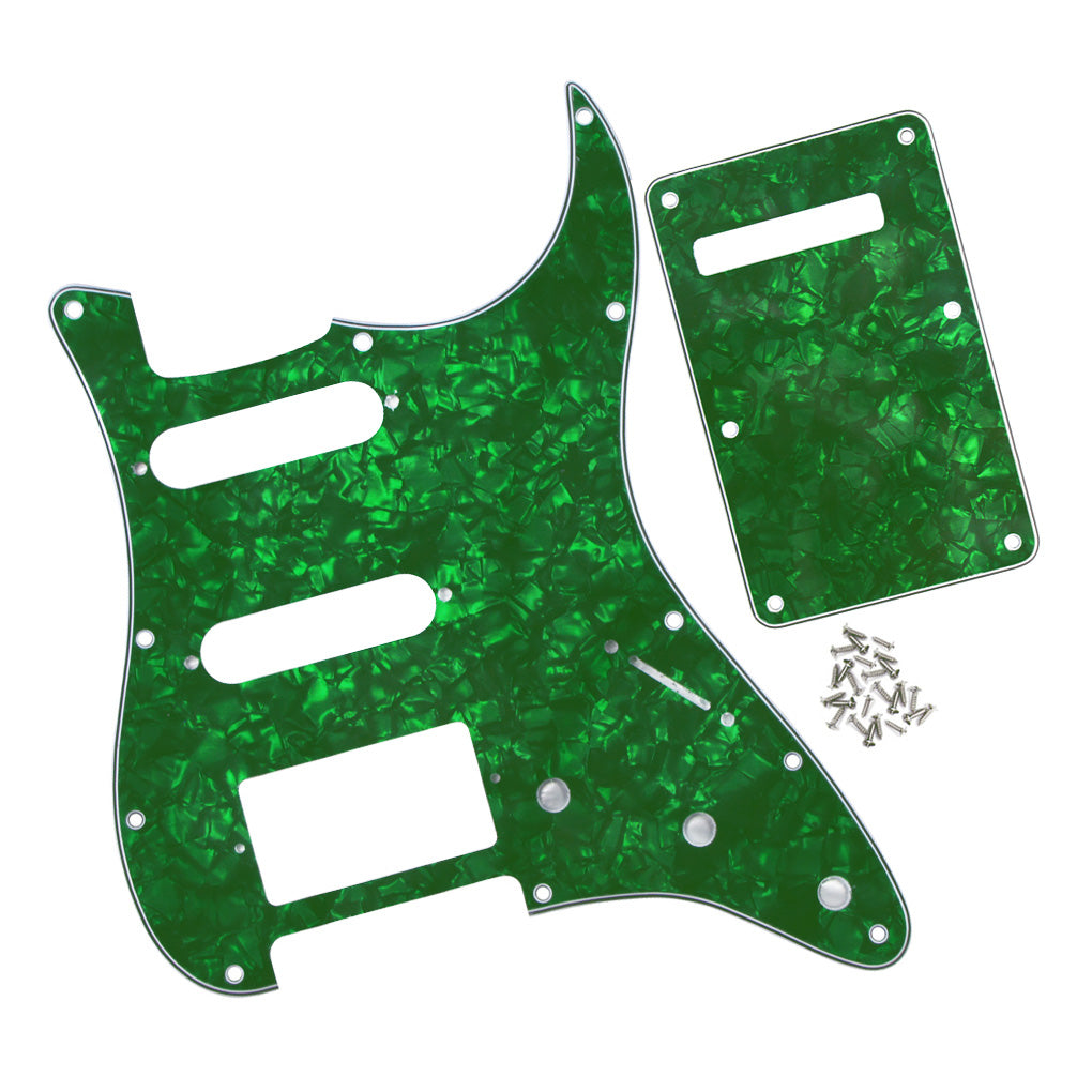 FLEOR Set of 11 Hole Strat Electric Guitar Pickguard SSH & Back Plate & Screws ,22 Colors Available