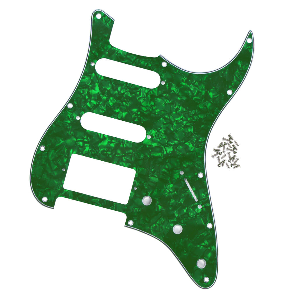 FLEOR SSH Strat Pickguard HSS Scratch Plate with Screws for 11 Hole FD Strat ,22 Colors Available