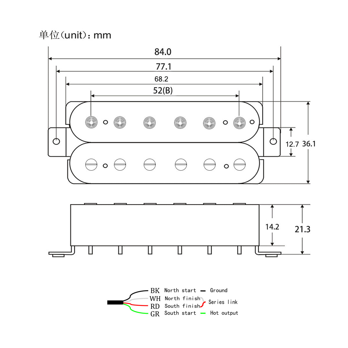 Oripure Alnico 5 Guitar Humbucker Pickups Bridge 14K | iknmusic