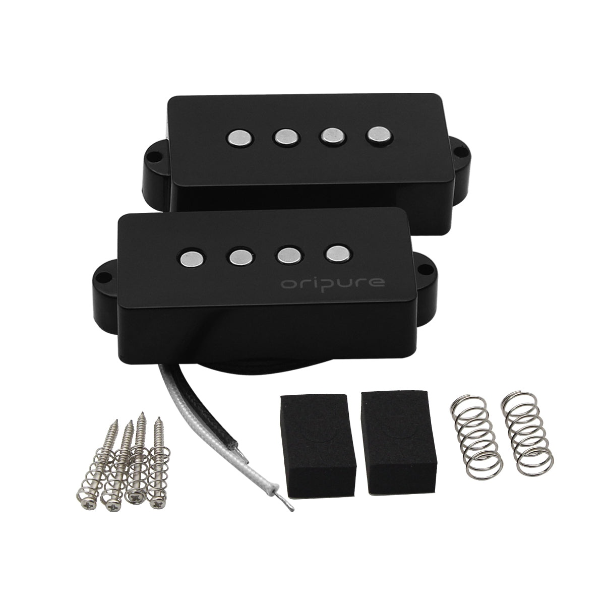 <transcy>Oripure Alnico 5 P-Bass Pickup Set Noiseless Black für 4-Saiter Precision PB Bass</transcy>