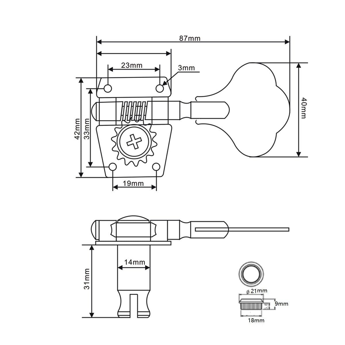 FLEOR Open Gear Bass Tuning Machines Heads Pegs Keys | iknmusic