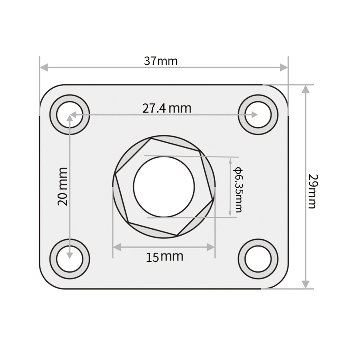 FLEOR Square Style Copper Guitar Jack Output Socket 1/4" | iknmusic