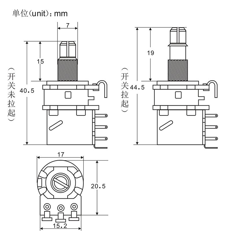 FLEOR Short Shaft Push Pull Potentiometers 250k /500k | iknmusic