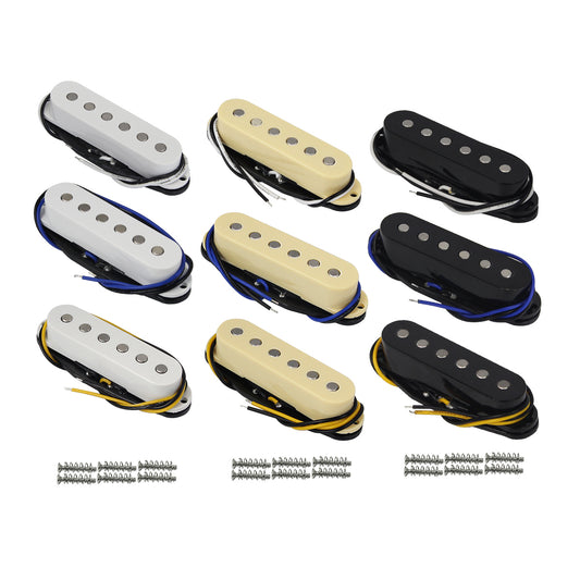 FLEOR Vintage Alnico 5 Strat Single Coil Guitar Pickup Flat Top Guitar Parts,3 Colors Available