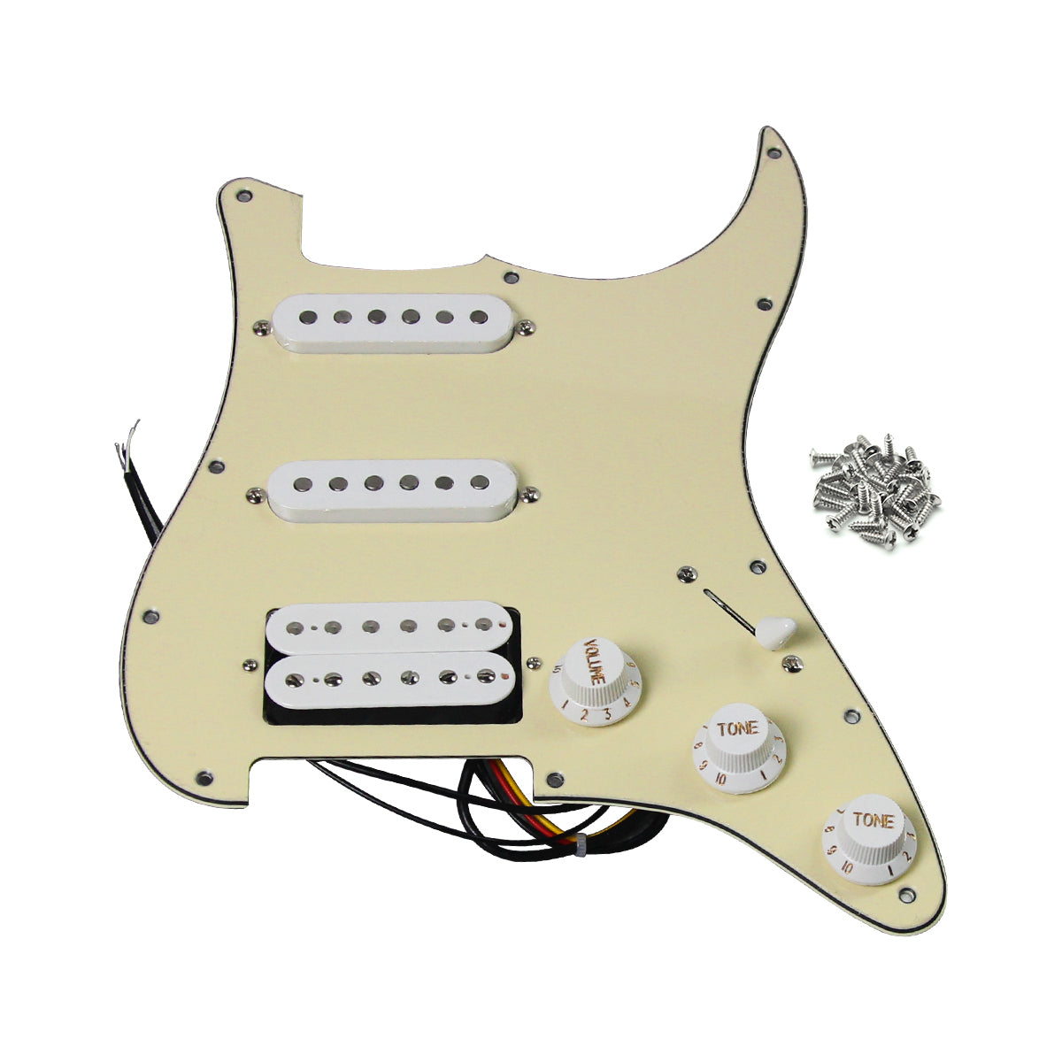 <transcy>FLEOR Loaded Prewired Strat Guitar Pickguard SSH HSS, 10 Farben erhältlich</transcy>