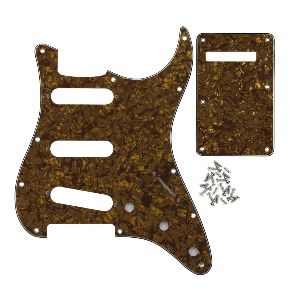 <transcy>FLEOR Set aus 3Ply PVC SSS Gitarren Pickguard Scratch Plate Back Plate mit Schrauben für Mexican/USA Standard 11 Holes Strat Guitar</transcy>