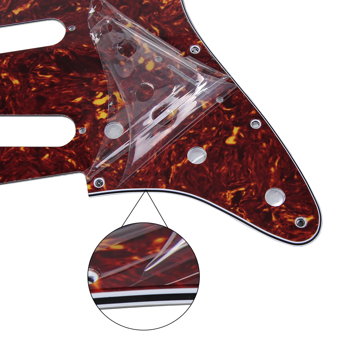 FLEOR Red Tortoise Guitar Pickguard Back Plate & Pickup Covers Knobs Switch Whammy Bar Tip for 11 Hole SSS Strat Guitar Accessories