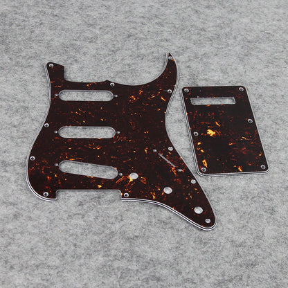 FLEOR Brown Tortoise SSS Guitare Pickguard Back Plate & Pickup Covers Boutons Switch Whammy Bar Tips pour 11 Hole Strat Guitar Accessoires