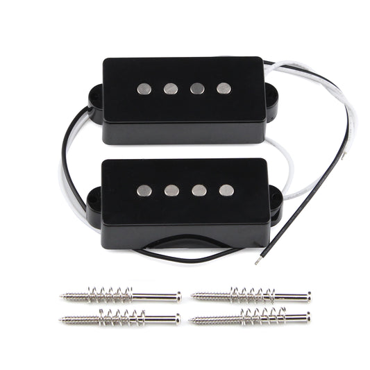 FLEOR Alnico 5 Bass Pickup 4 Strings PB Bass Set Black ABS Bobbin