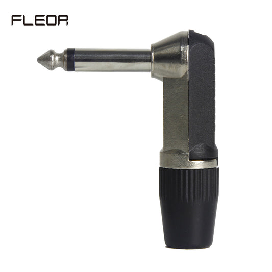 <transcy>FLEOR 1/4" 6,35 mm Klinke rechtwinklig männlich Mono Gitarre Klinkenstecker L-Form</transcy>