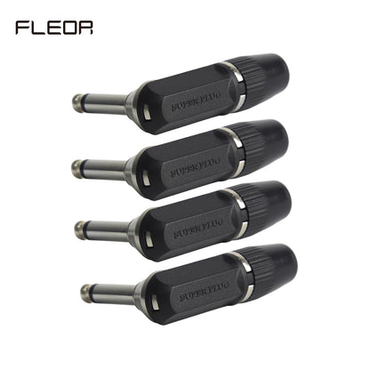 FLEOR 1/4" 6.35mm Jack Right Angle Male Mono Guitar Jack Plug Connector L-Shape