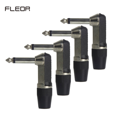 FLEOR 1/4" 6.35mm Jack Right Angle Male Mono Guitar Jack Plug Connector L-Shape