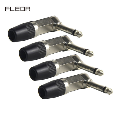 FLEOR 1/4" 6.35mm Jack Right Angle Male Mono Guitar Jack Plug Connector L-Shape