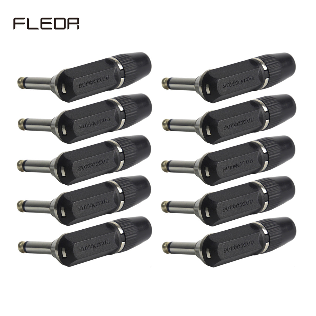 FLEOR 1/4" 6.35mm Jack Right Angle Male Mono Guitar Jack Plug Connector L-Shape