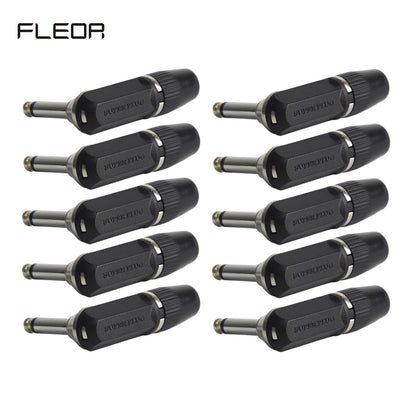 FLEOR 1/4" 6.35mm Jack Right Angle Male Mono Guitar Jack Plug Connector L-Shape