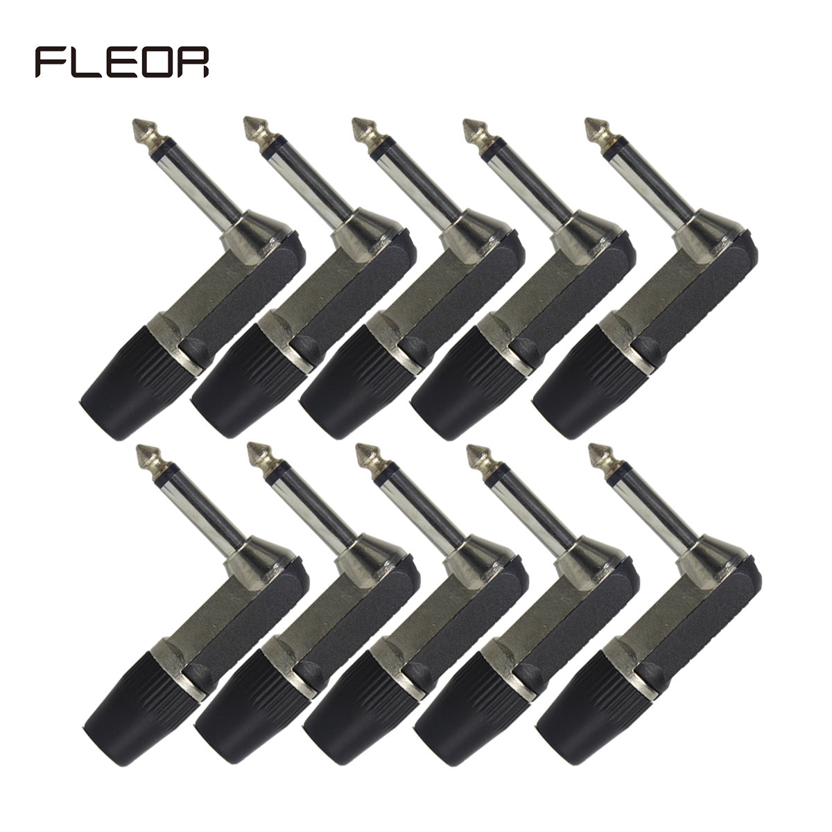 FLEOR 1/4" 6.35mm Jack Right Angle Male Mono Guitar Jack Plug Connector L-Shape