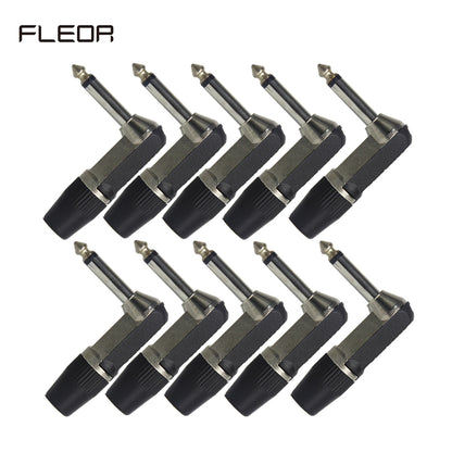 FLEOR 1/4" 6.35mm Jack Right Angle Male Mono Guitar Jack Plug Connector L-Shape
