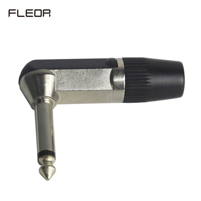 FLEOR 1/4" 6.35mm Jack Right Angle Male Mono Guitar Jack Plug Connector L-Shape