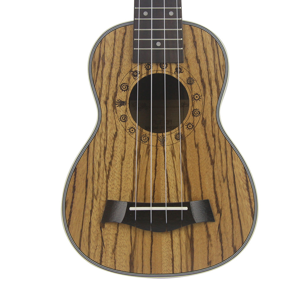 FLEOR 21” Soprano Ukulele – Zebrawood Body, Nylon Strings, Beginner Friendly (FU-02S)