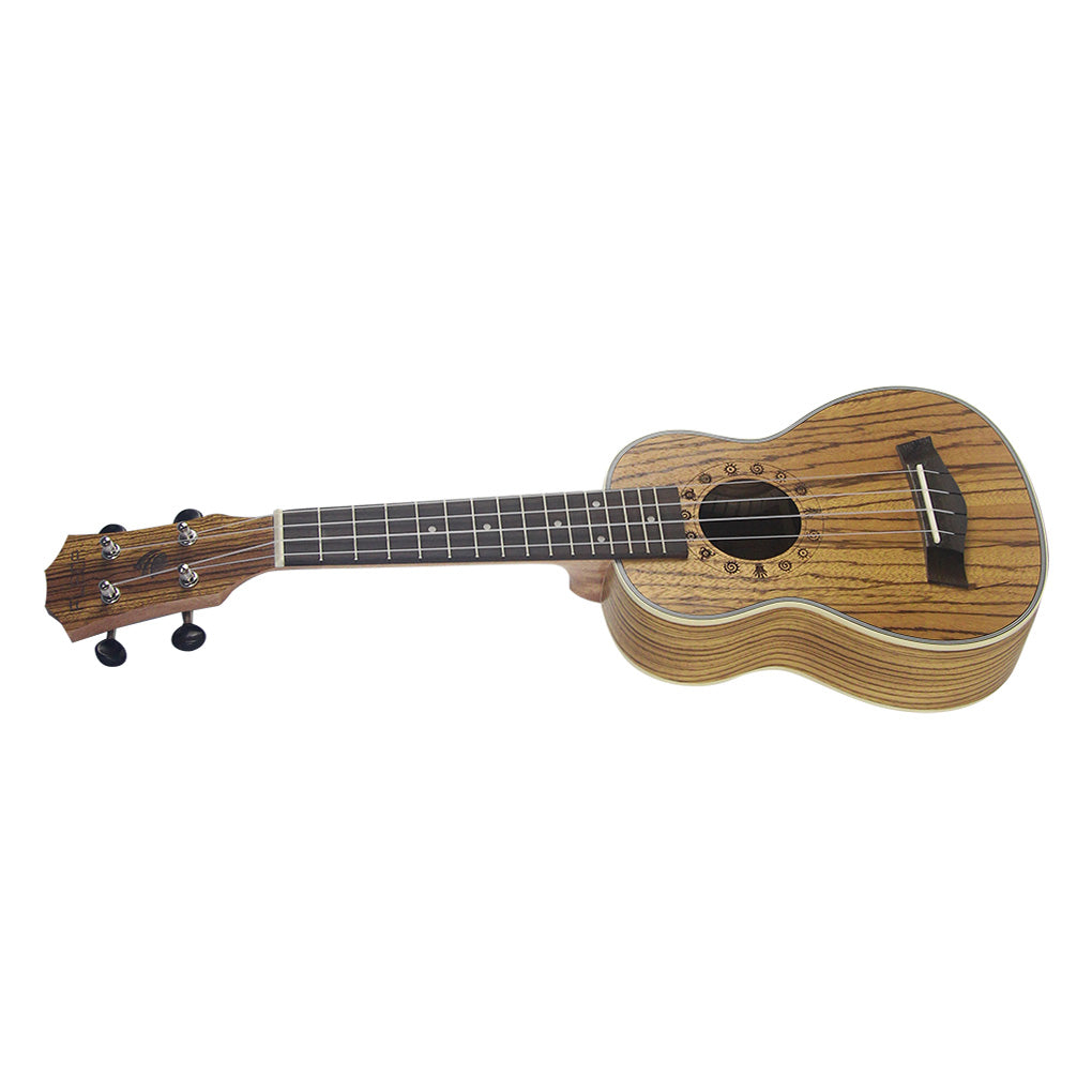 FLEOR 21” Soprano Ukulele – Zebrawood Body, Nylon Strings, Beginner Fr