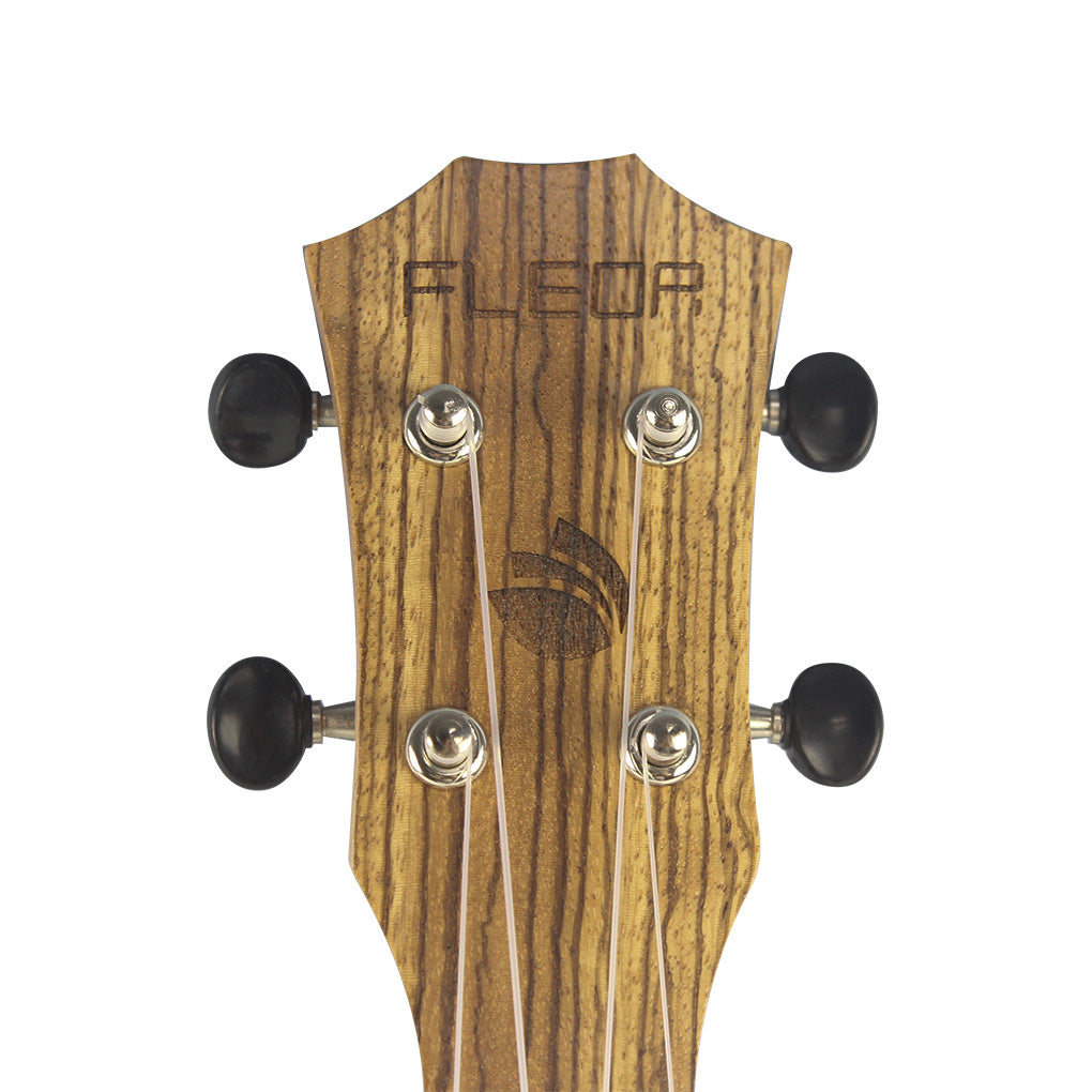 FLEOR 21” Soprano Ukulele – Zebrawood Body, Nylon Strings, Beginner Friendly (FU-02S)