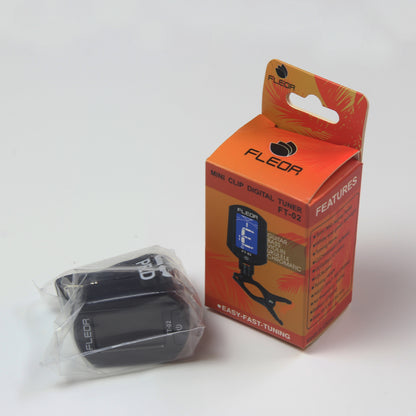 FLEOR Mini Clip-On Digital Tuner – Chromatic LCD Tuner for Guitar, Bass, Ukulele & Violin