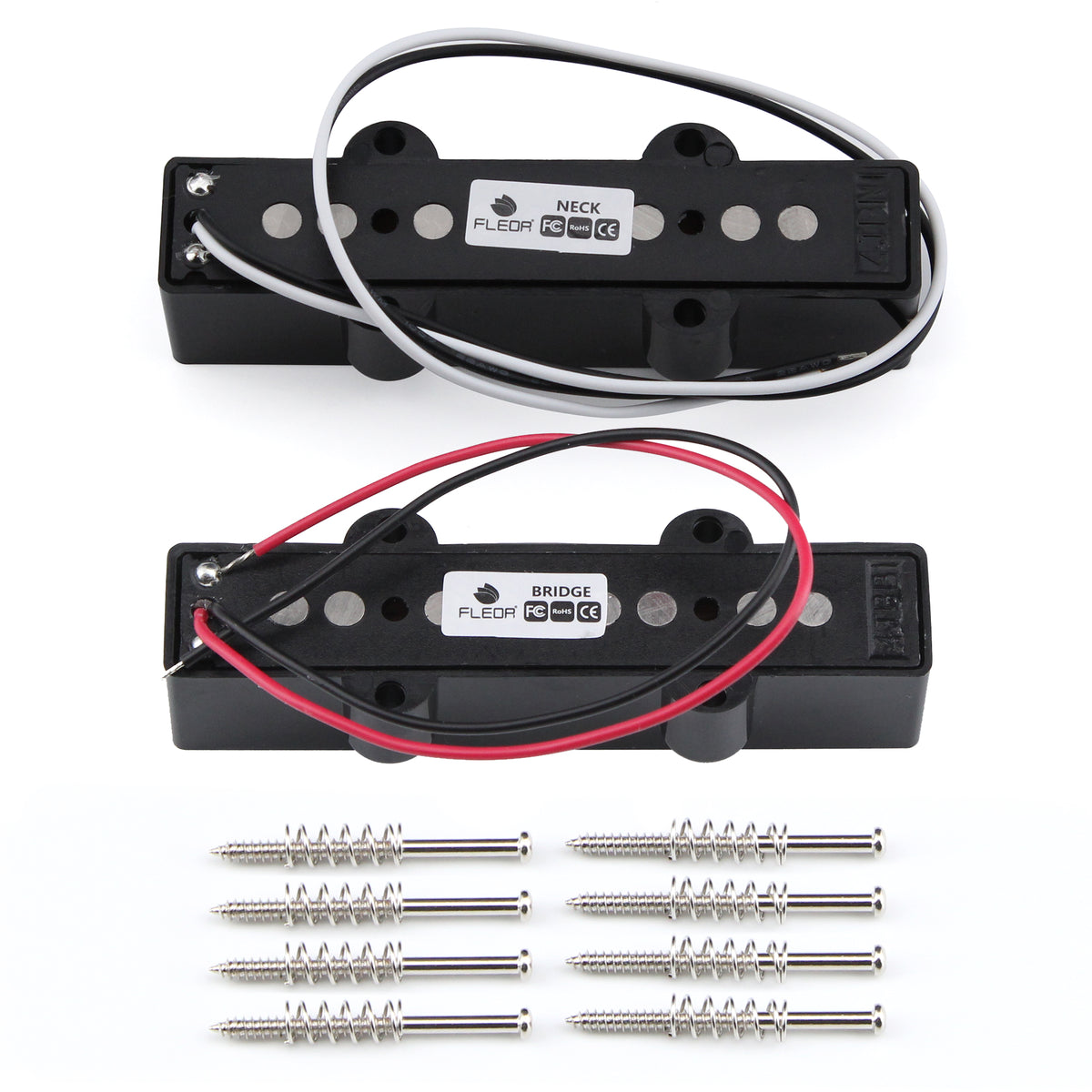 FLEOR Black Open Alnico 5 JB Bass Pickup for 4 Strings Electric Bass