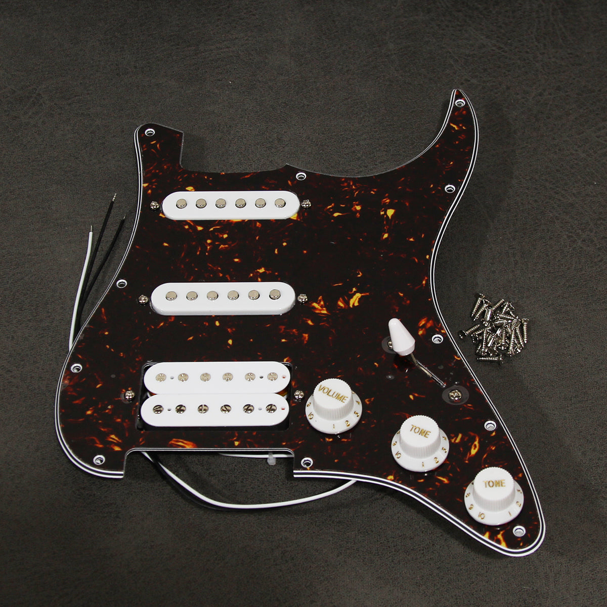 FLEOR Ceramic Prewired Guitar Pickguard Strat SSH HSS 11 Holes