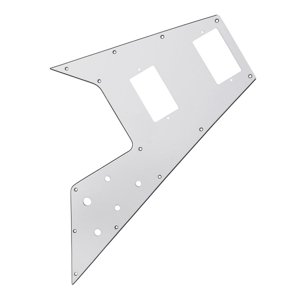 FLEOR Fly Flying V Guitar Pickguard Scratch Plate White 3Ply & Screws