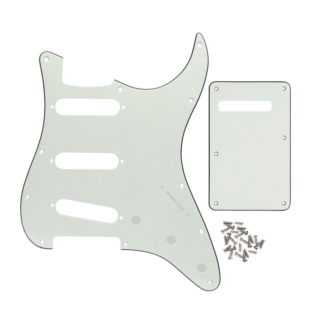 FLEOR 11 Hole SSS Strat Pickguard & Back Plate 3Ply PVC | iknmusic