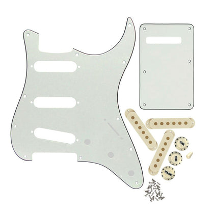 FLEOR Ivory 11 Hole Strat Guitar Pickguard Back Plate Set | iknmusic