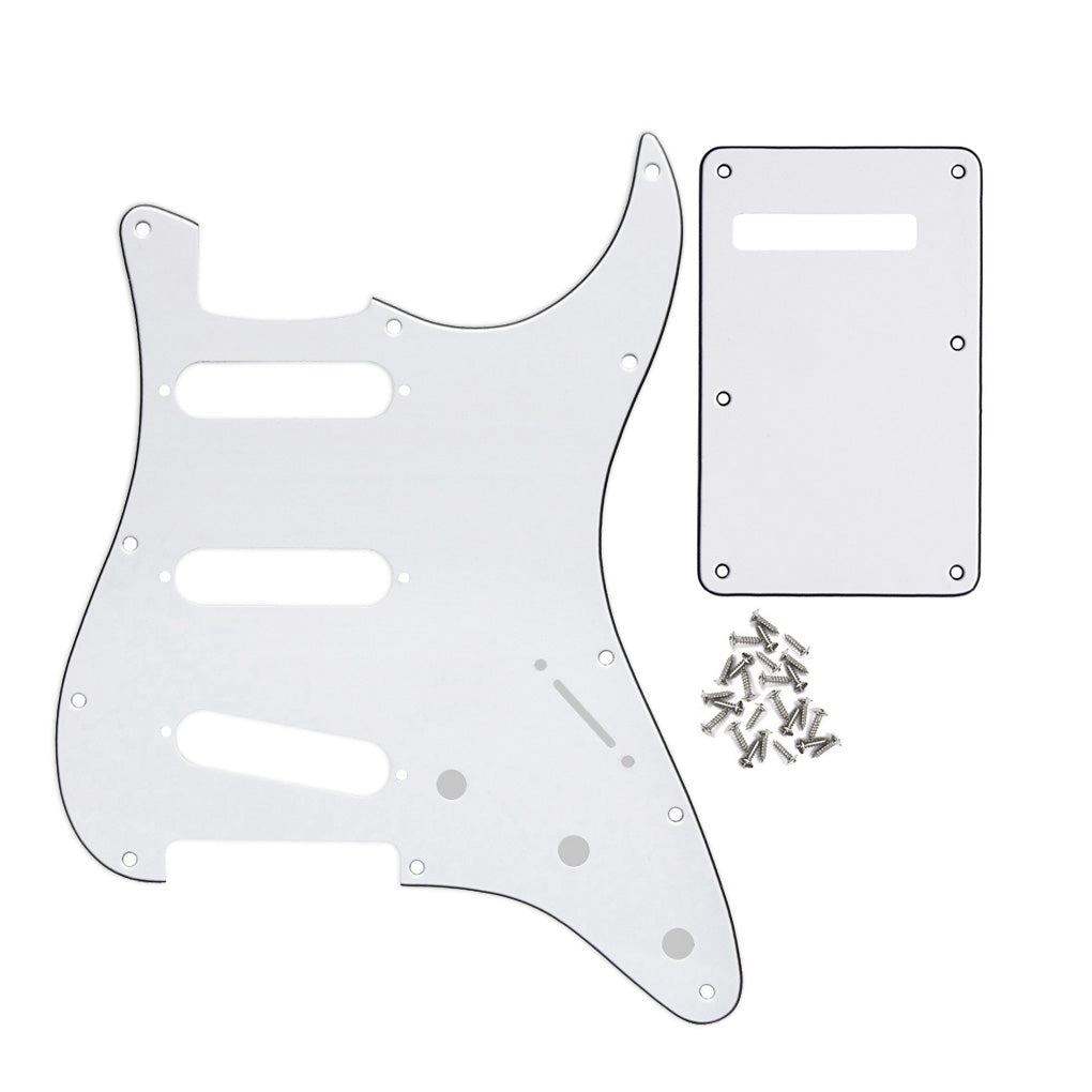 FLEOR 11 Hole SSS Strat Pickguard & Back Plate 3Ply PVC | iknmusic