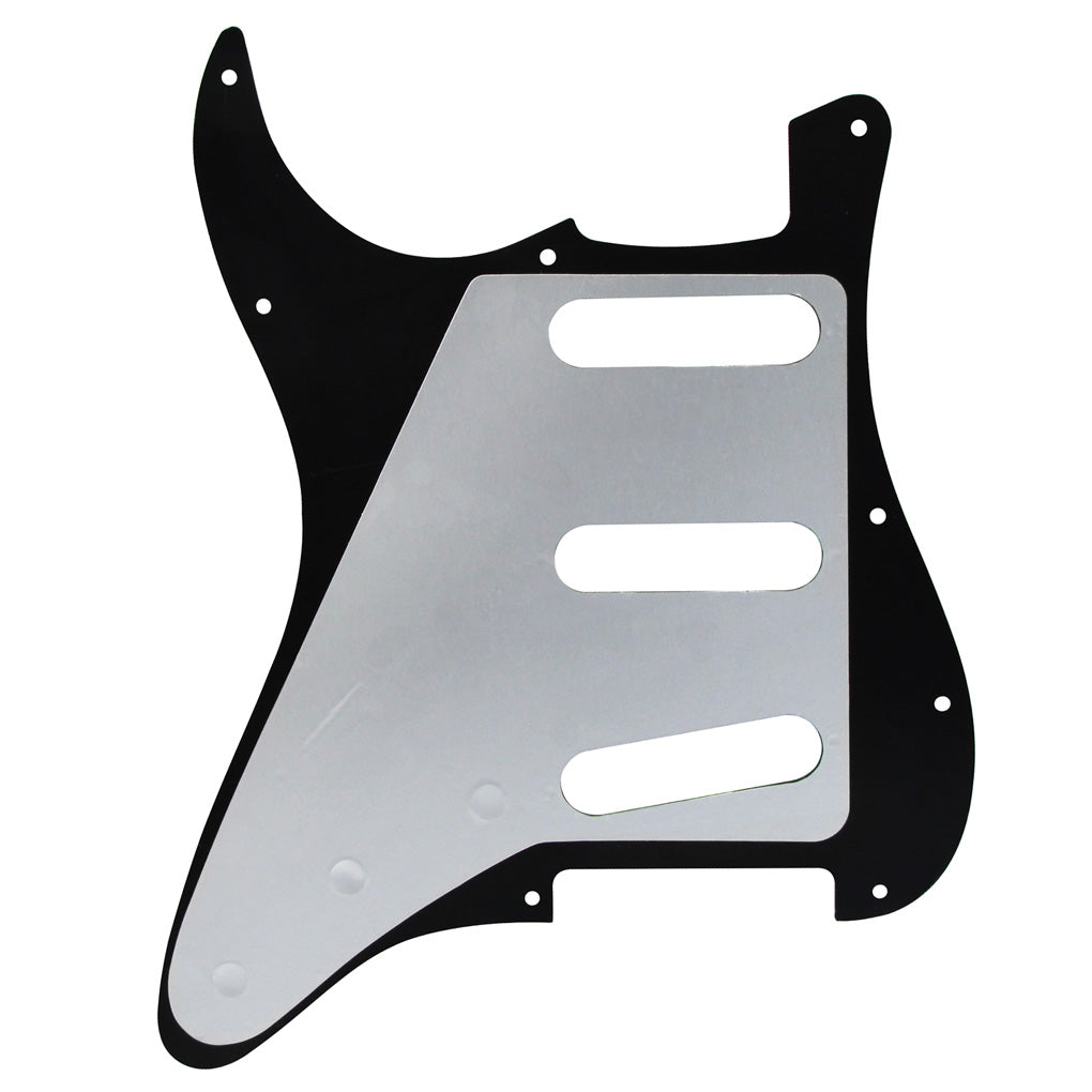 FLEOR 11 Hole Strat Pickguard SSS & Back Plate Black | iknmusic