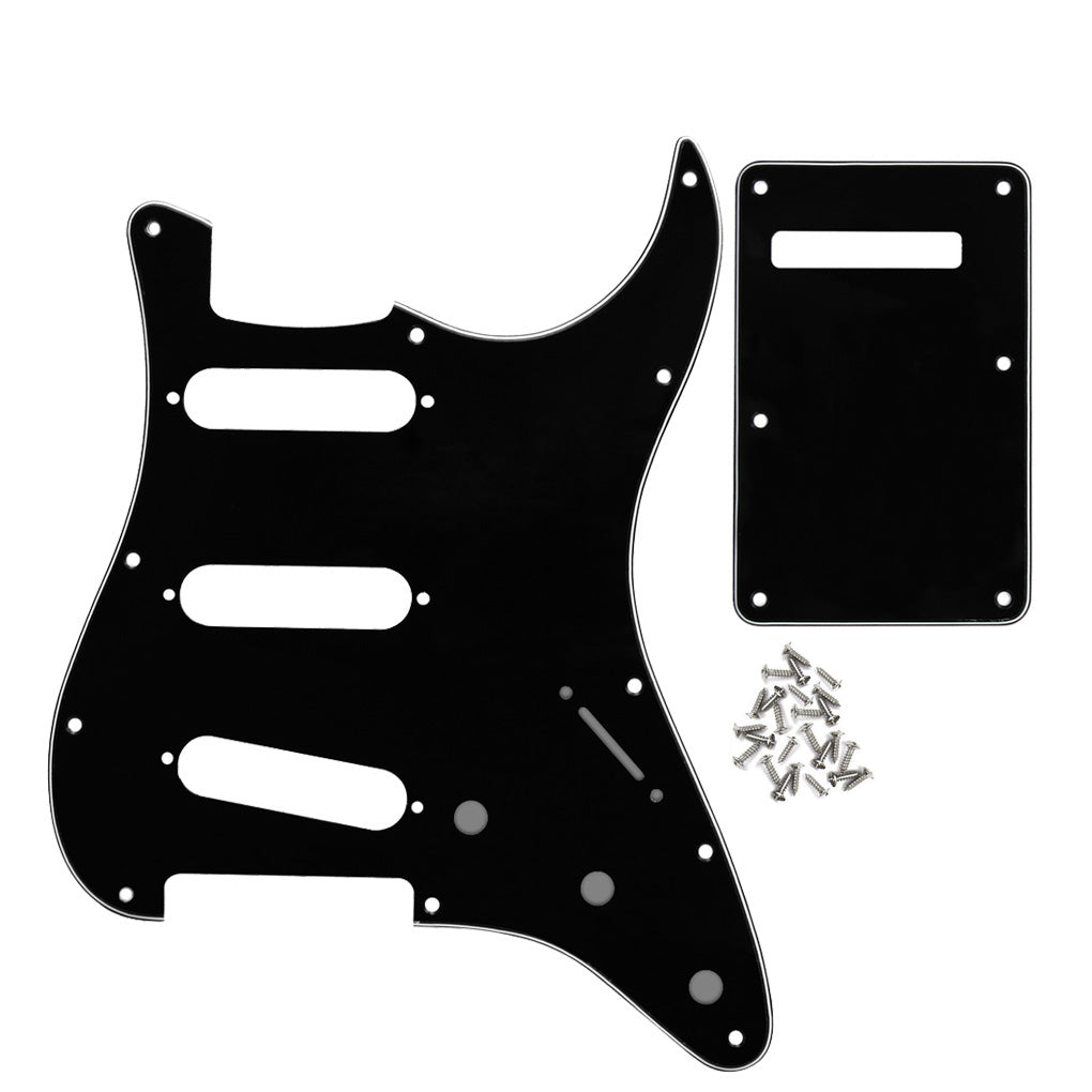 FLEOR 11 Hole SSS Strat Pickguard & Back Plate 3Ply PVC | iknmusic