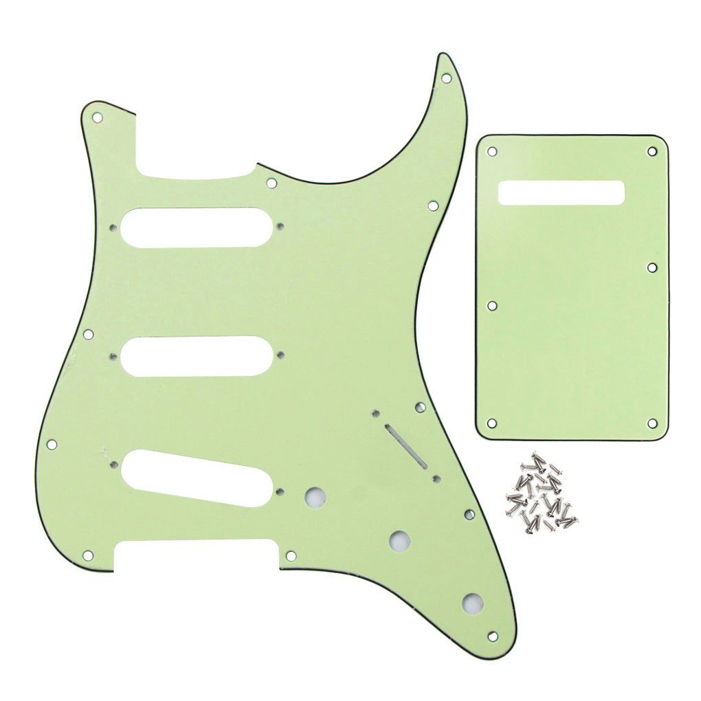 FLEOR 11 Hole SSS Strat Pickguard & Back Plate 3Ply PVC | iknmusic