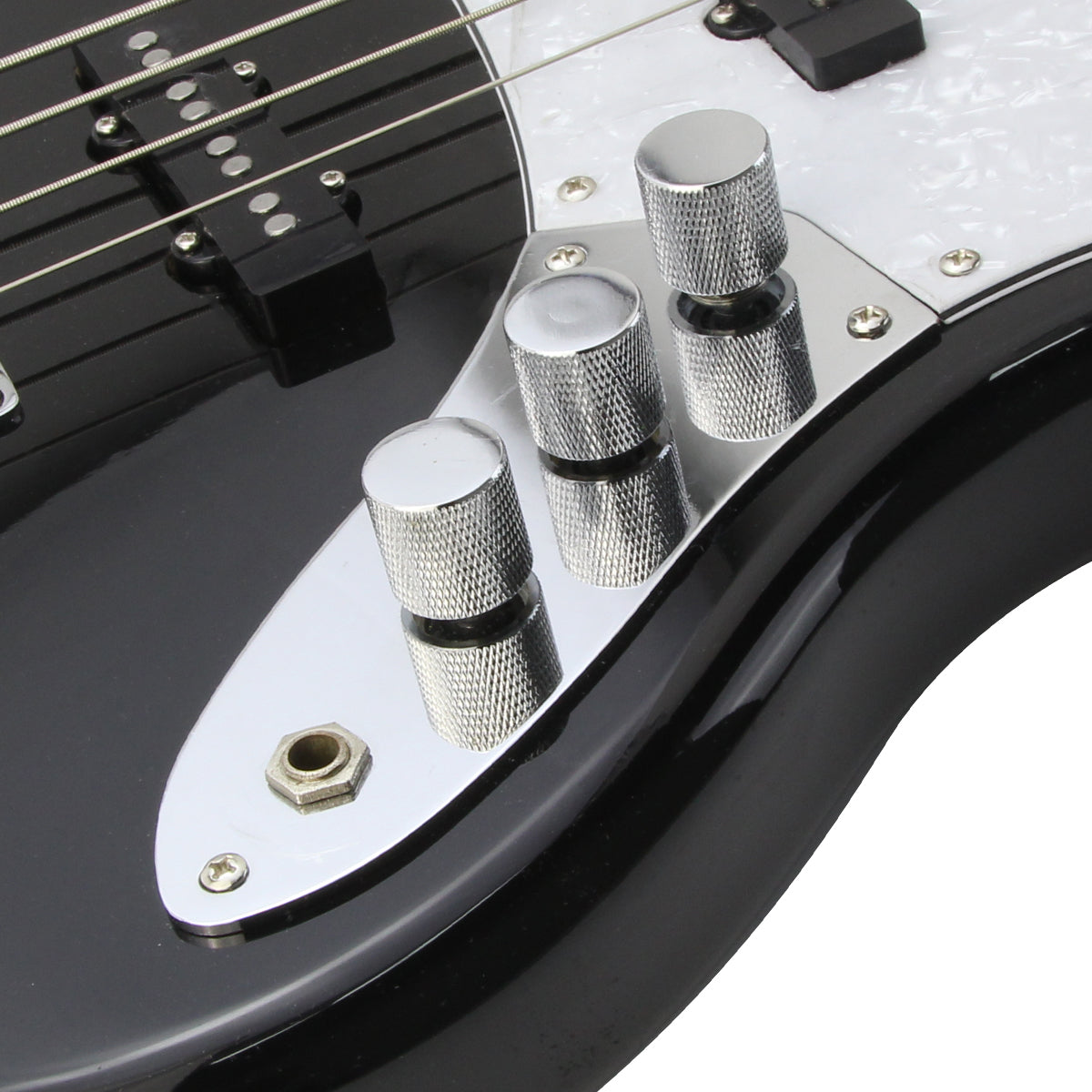 FLEOR Chrome Loaded Prewired Bass Control Plate Harness Jack Chrome Knobs for JB Bass Guitar Parts