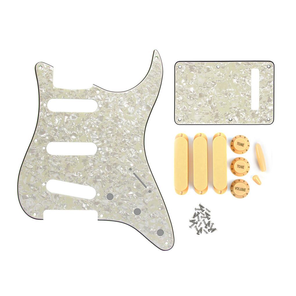 FLEOR Aged Pearl 8 Hole SSS Pickguard Stratocaster Kit | iknmusic