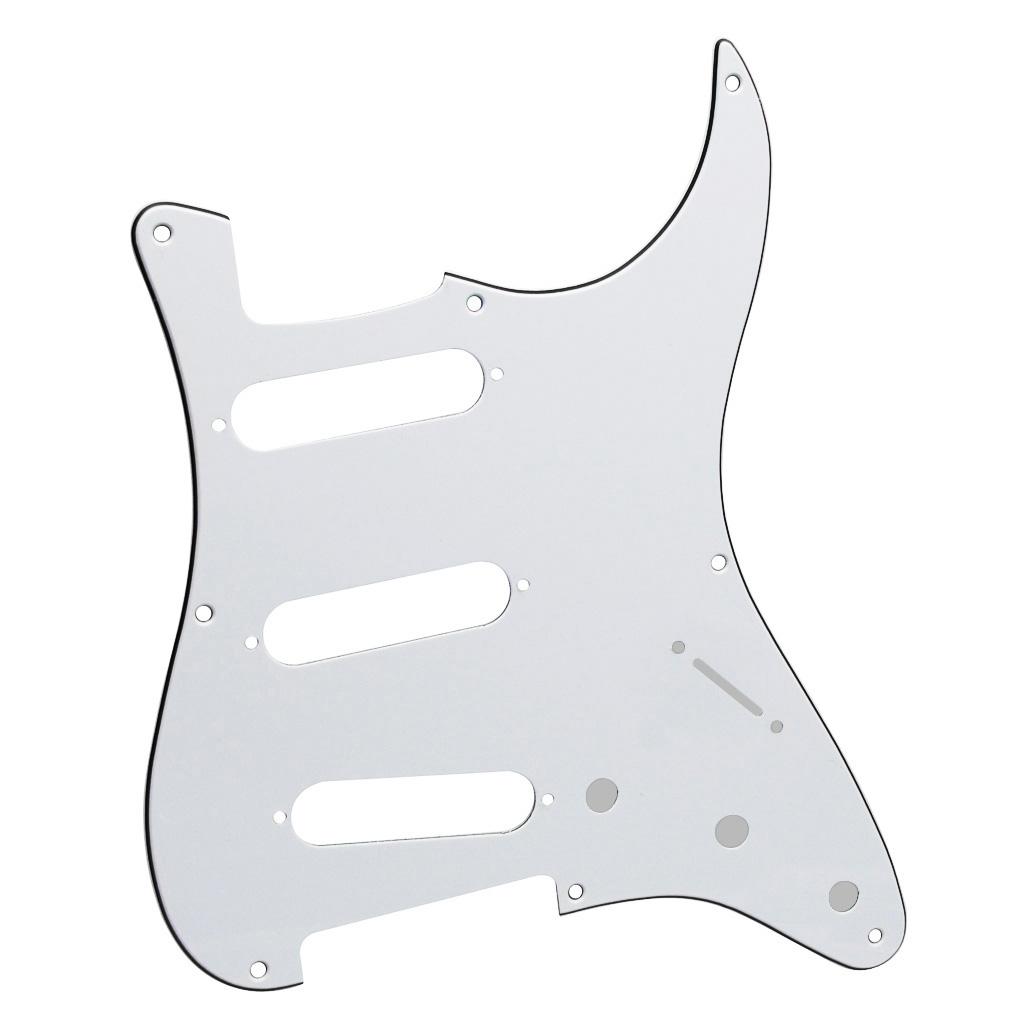 FLEOR 8 Hole Strat Pickguard SSS Guitar Parts Set White | iknmusic