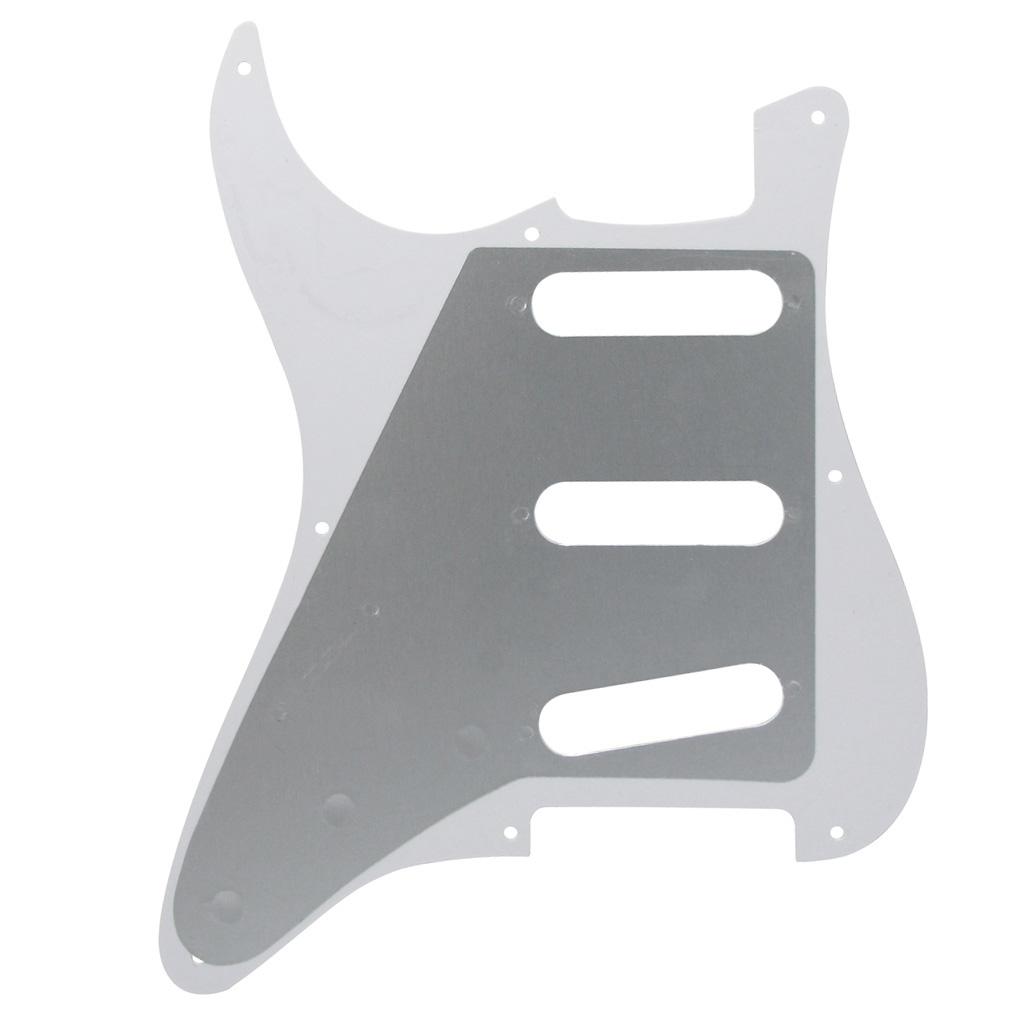 FLEOR 8 Hole Strat Pickguard SSS Guitar Parts Set White | iknmusic