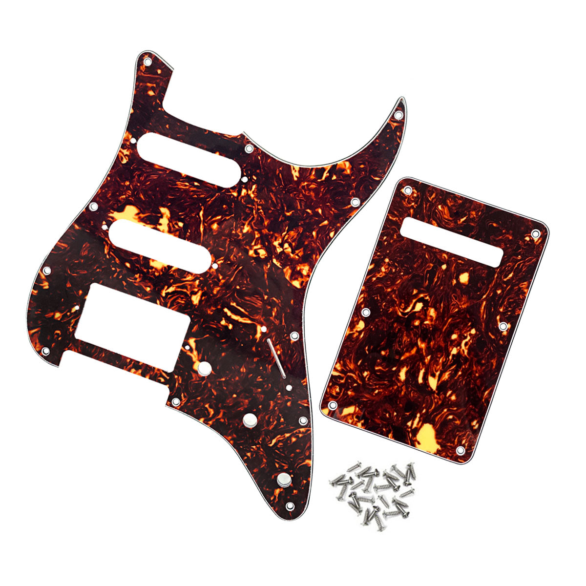 FLEOR Set of 11 Hole Strat Electric Guitar Pickguard SSH & Back Plate & Screws ,22 Colors Available