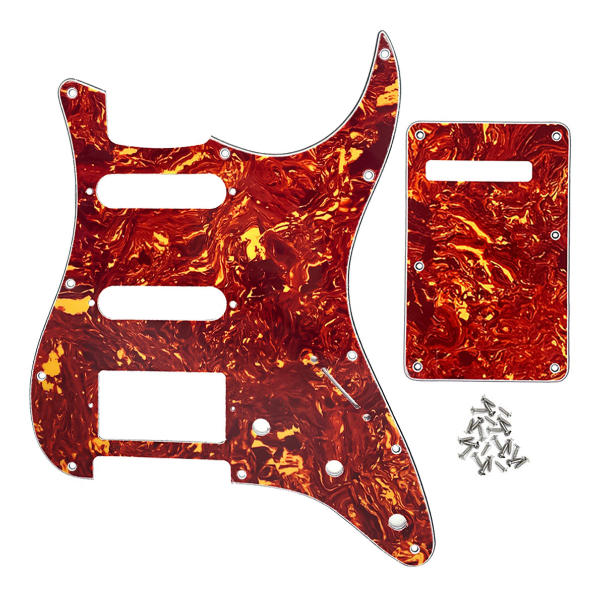 FLEOR Set of 11 Hole Strat Electric Guitar Pickguard SSH & Back Plate & Screws ,22 Colors Available