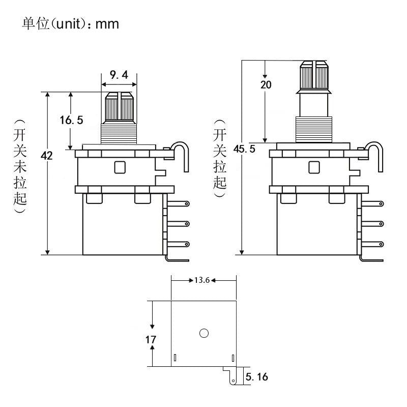 FLEOR Short Shaft Guitar Push Push Potentiometer | iknmusic