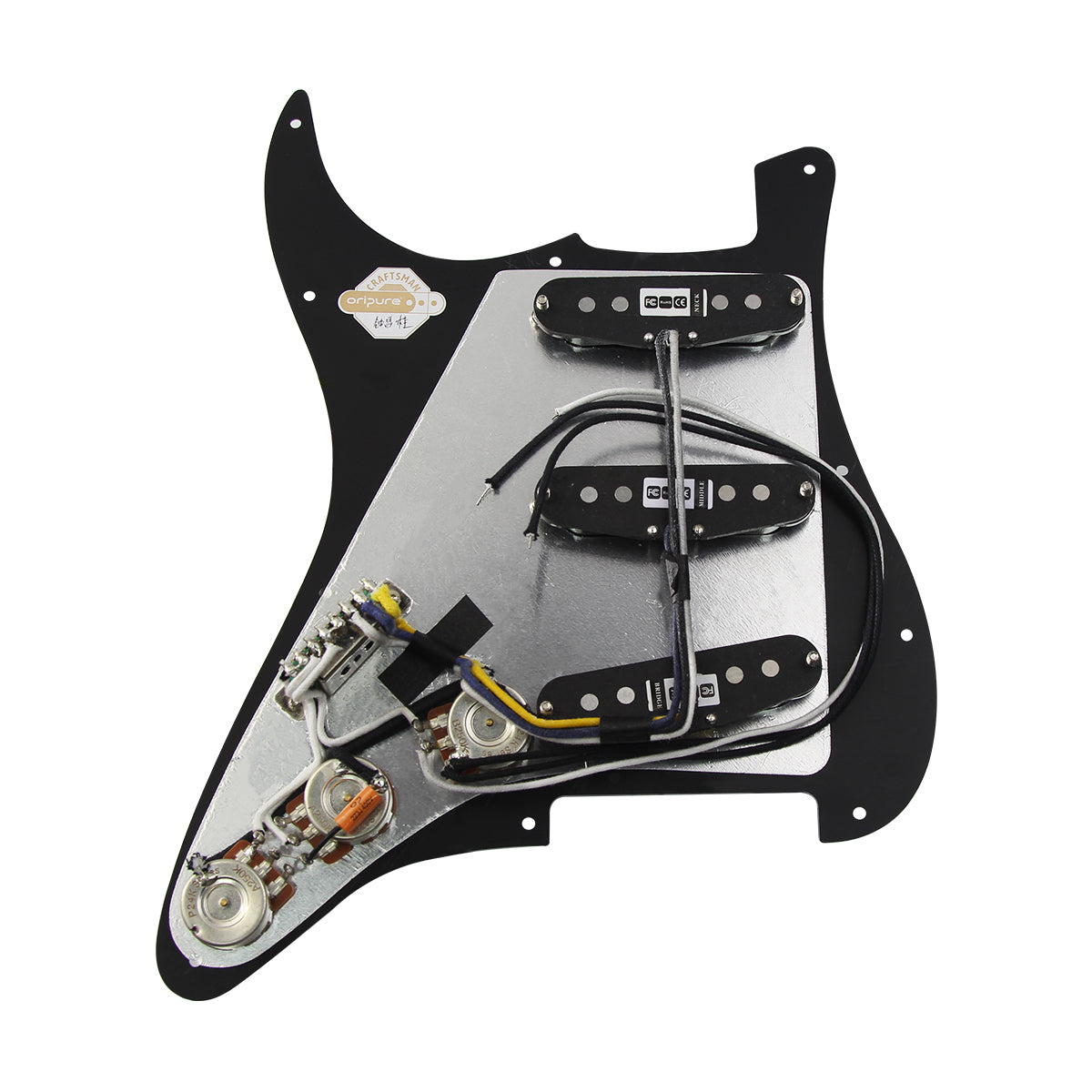 <transcy>OriPure Loaded Prewired Pickguard SSS Strat mit Alnico 5 Single Coil Pickups</transcy>