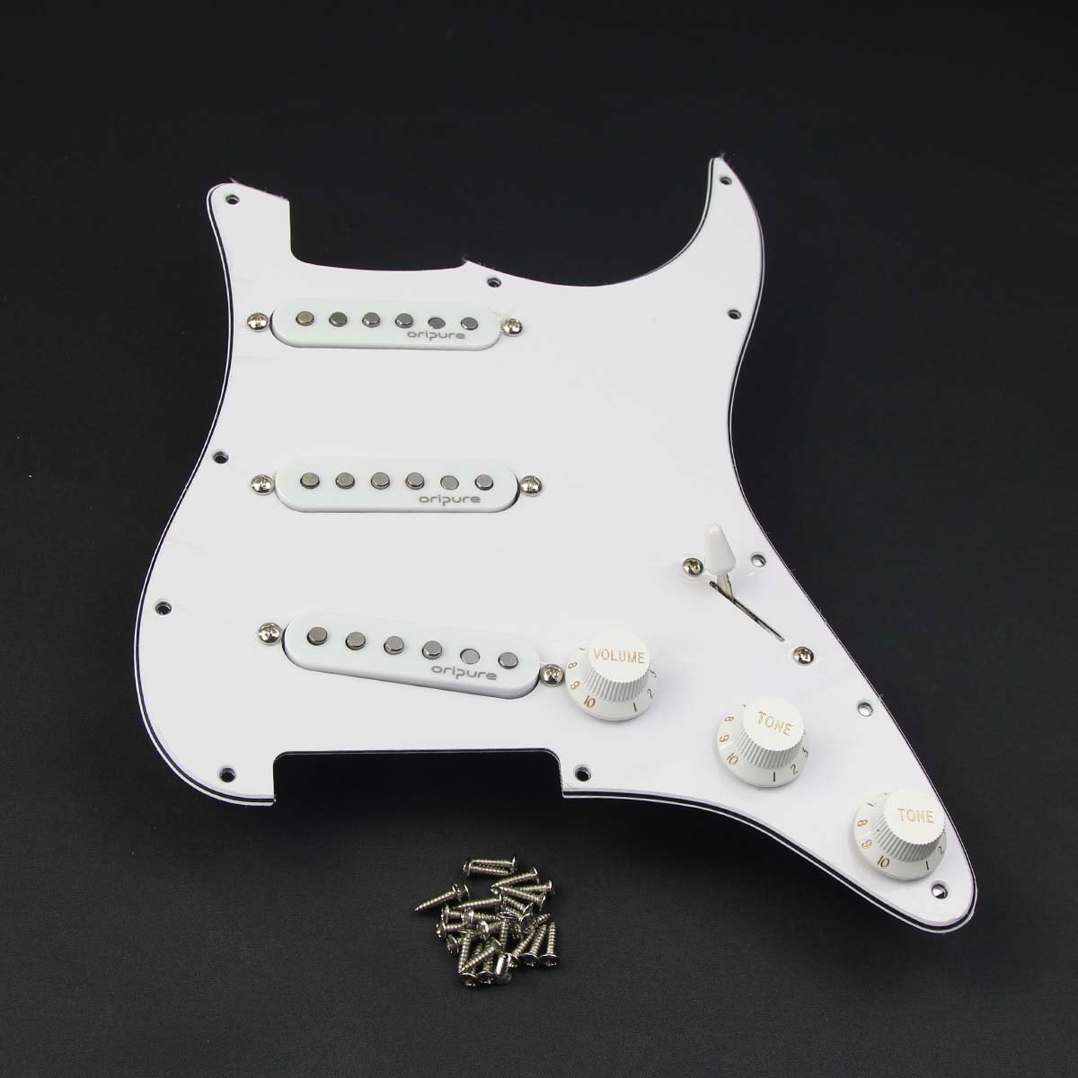 <transcy>OriPure Loaded Prewired Pickguard SSS Strat mit Alnico 5 Single Coil Pickups</transcy>