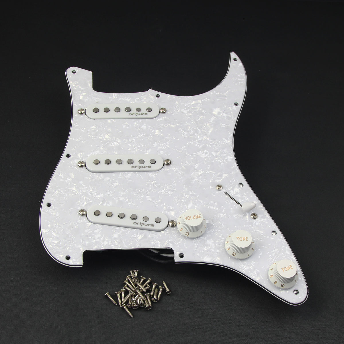 <transcy>OriPure Loaded Prewired Pickguard SSS Strat mit Alnico 5 Single Coil Pickups</transcy>