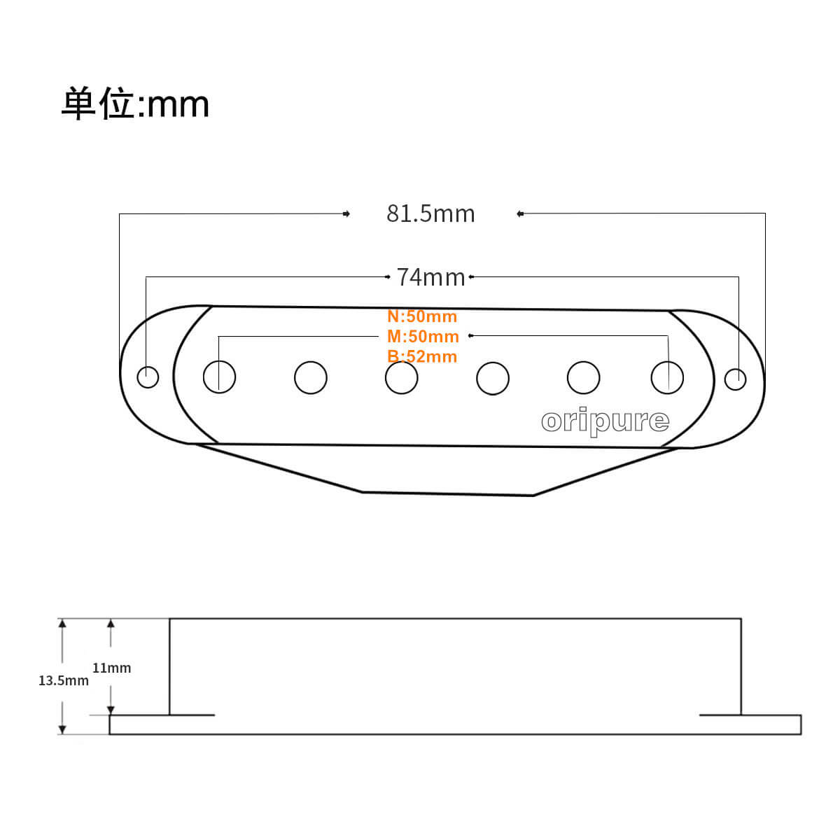 OriPure TSF558 Alnico 5 Staggered Single Coil Pickup | iknmusic