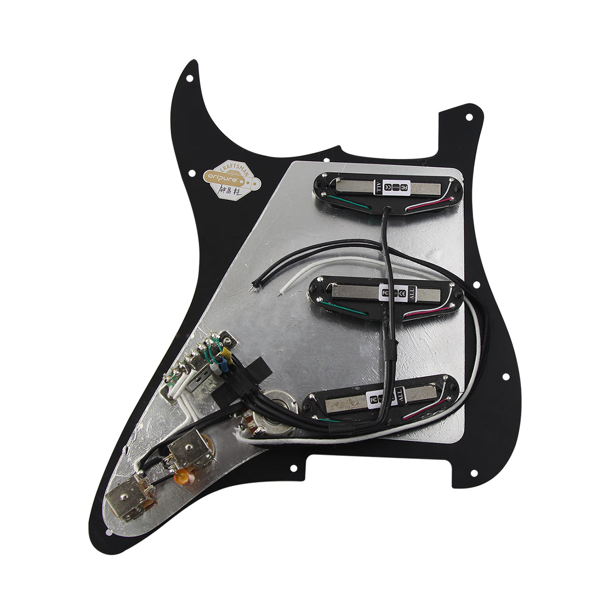 OriPure OLD-HR Prewired Guitar Pickguard SSS Loaded Hot Rails-Hot Rails-Hot Rails Alnico 5 Set