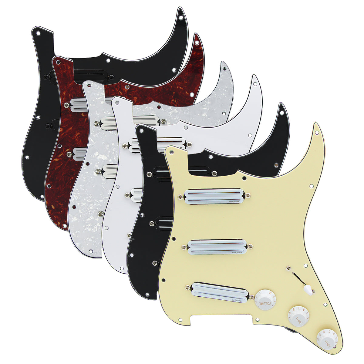 <transcy>OriPure Loaded Prewired Pickguard SSS Strat mit Alnico 5 Single Coil Pickups</transcy>